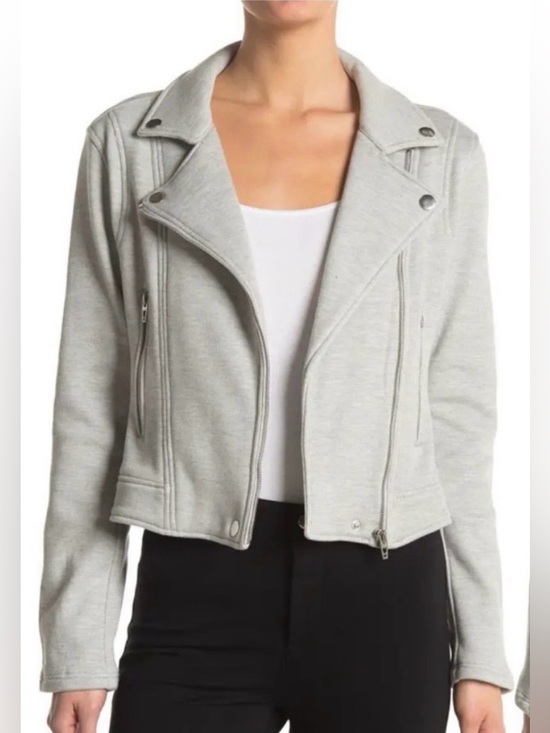 Blank NYC Jackets & Blazers - Blank NYC Moto Sweatshirt Jacket, Cloud Grey, Medium